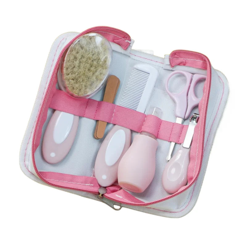 Kit de soins pour bébé inhalateur nasal six pièces Coupe-ongles lime brosse peigne ciseaux accessoires de nettoyage et de soins quotidiens pour bébé