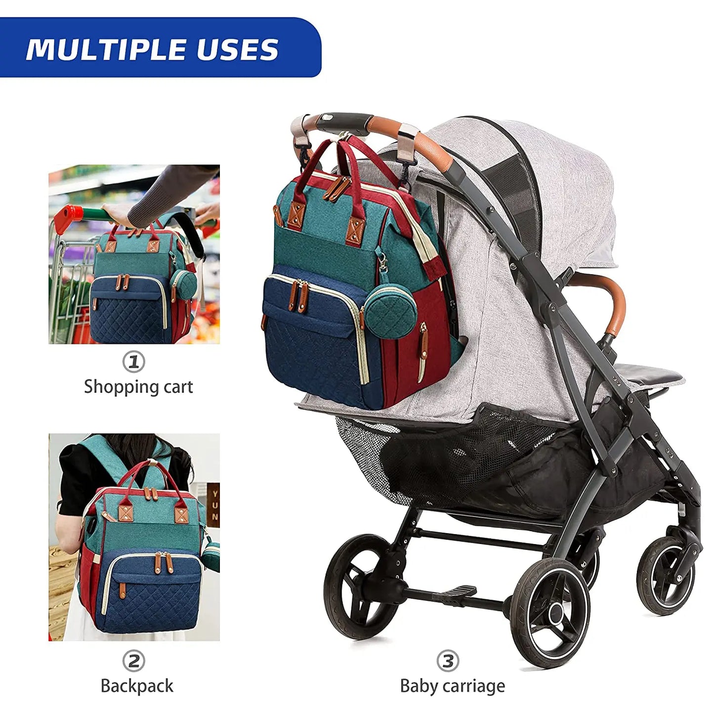 Sac à langer 3 en 1 pour bébé | Multifonctionnel