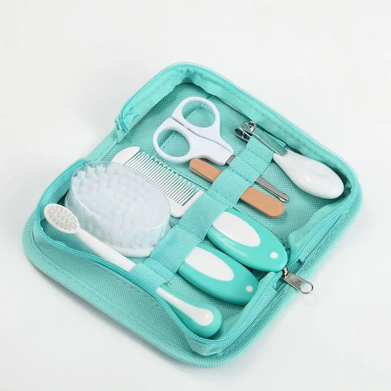 Kit de soins pour bébé inhalateur nasal six pièces Coupe-ongles lime brosse peigne ciseaux accessoires de nettoyage et de soins quotidiens pour bébé
