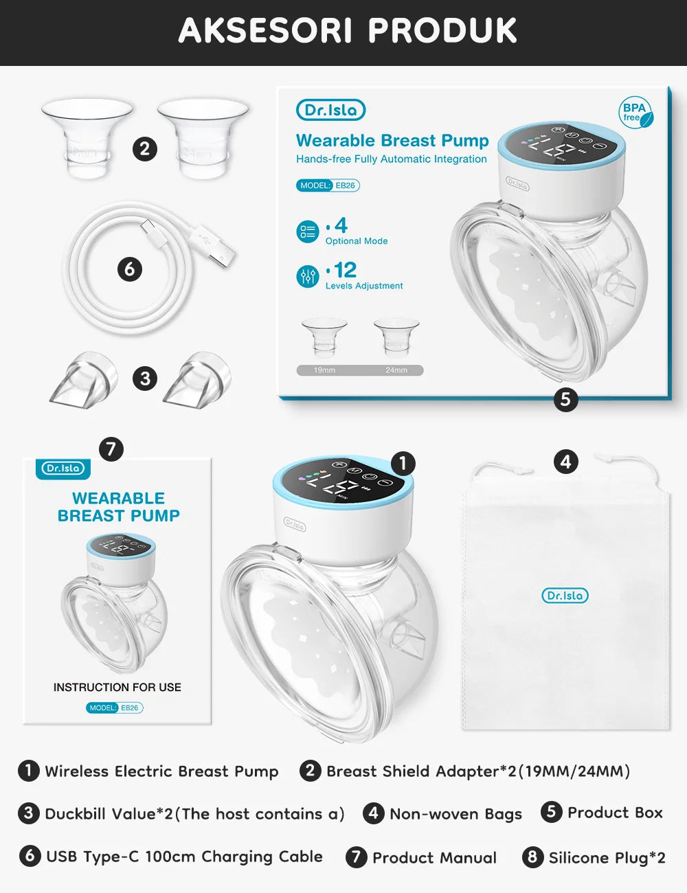 Tire-lait Électrique Portable – Silencieux, Confortable et Mains Libres