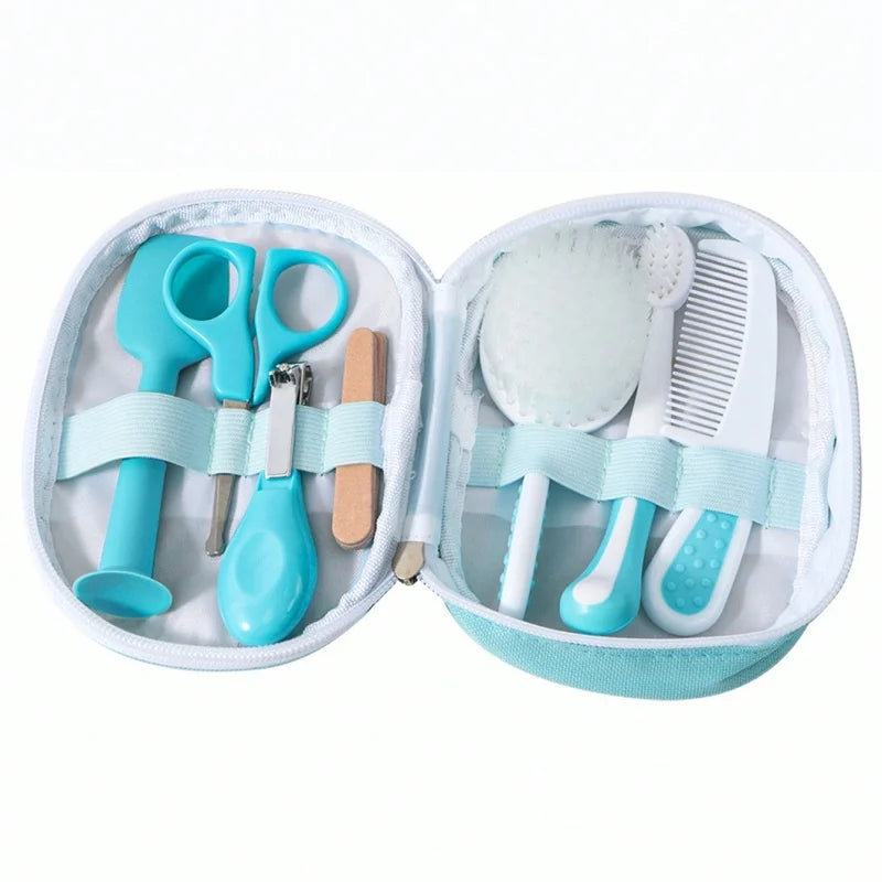 Kit de soins pour bébé inhalateur nasal six pièces Coupe-ongles lime brosse peigne ciseaux accessoires de nettoyage et de soins quotidiens pour bébé