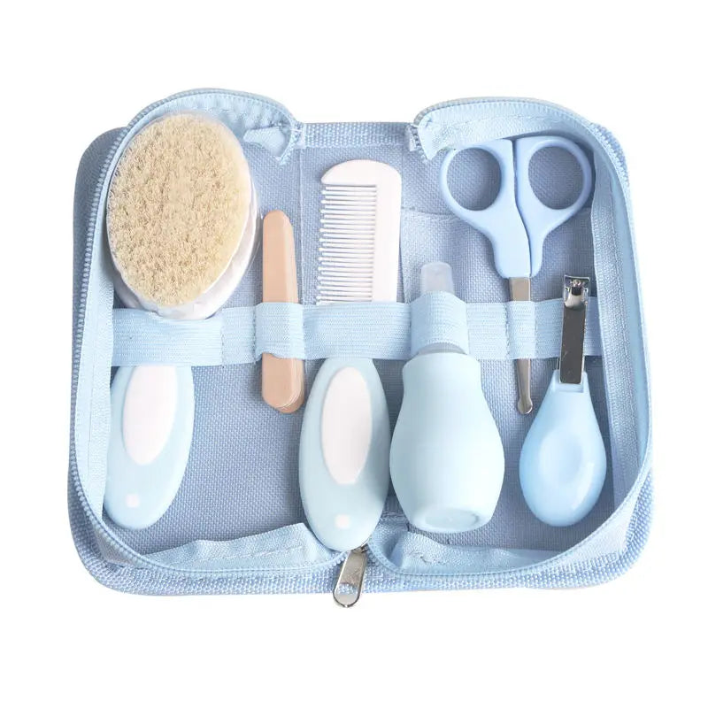 Kit de soins pour bébé inhalateur nasal six pièces Coupe-ongles lime brosse peigne ciseaux accessoires de nettoyage et de soins quotidiens pour bébé
