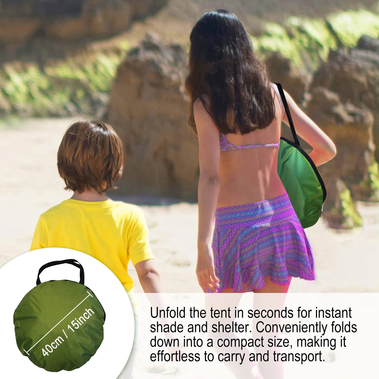 Tente de Plage Pop-Up Résistante aux UV – Abri Pare-Soleil Imperméable