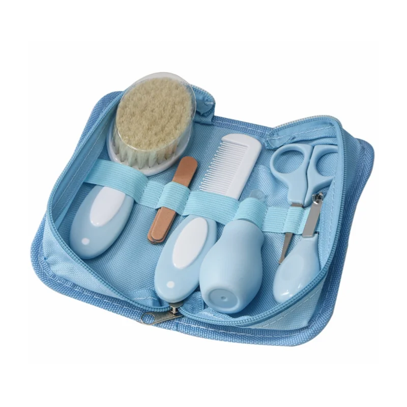Kit de soins pour bébé inhalateur nasal six pièces Coupe-ongles lime brosse peigne ciseaux accessoires de nettoyage et de soins quotidiens pour bébé