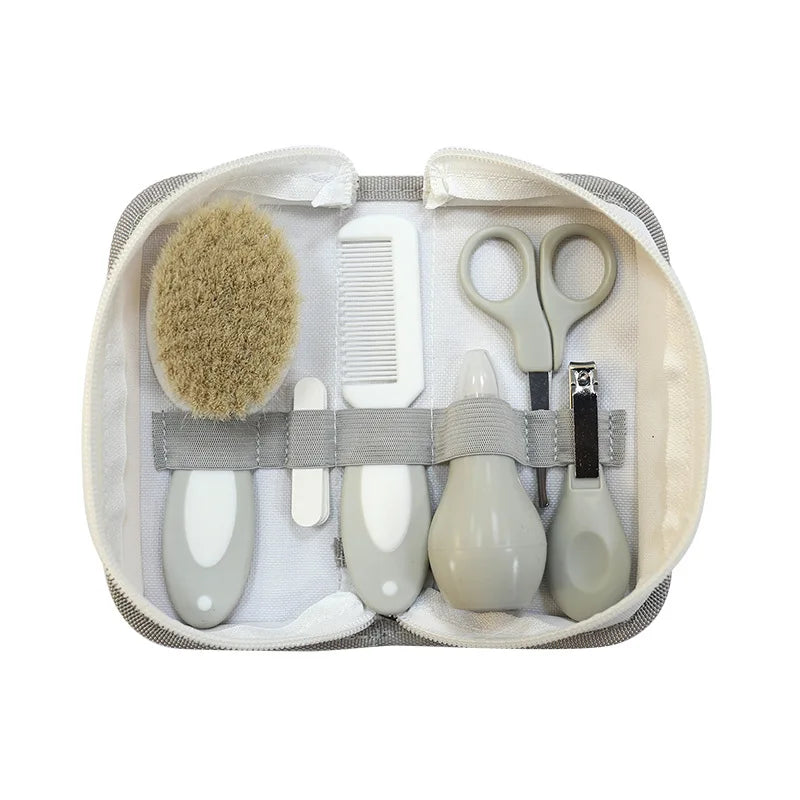 Kit de soins pour bébé inhalateur nasal six pièces Coupe-ongles lime brosse peigne ciseaux accessoires de nettoyage et de soins quotidiens pour bébé