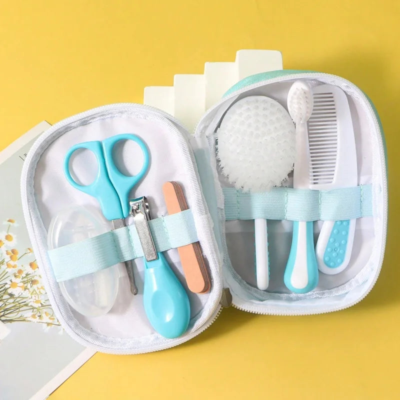 Kit de soins pour bébé inhalateur nasal six pièces Coupe-ongles lime brosse peigne ciseaux accessoires de nettoyage et de soins quotidiens pour bébé