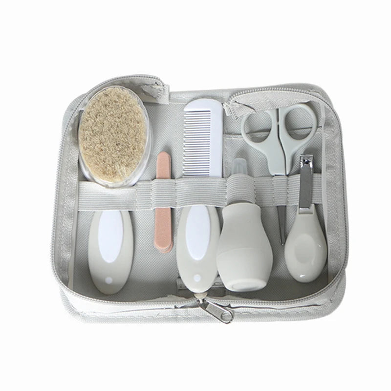 Kit de soins pour bébé inhalateur nasal six pièces Coupe-ongles lime brosse peigne ciseaux accessoires de nettoyage et de soins quotidiens pour bébé