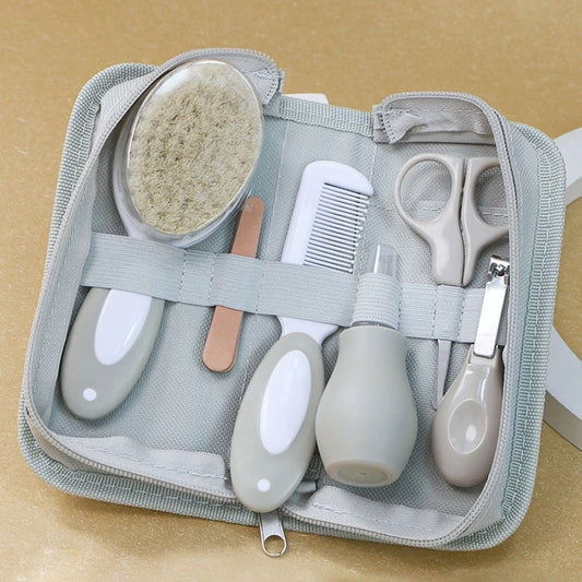 Kit de soins pour bébé inhalateur nasal six pièces Coupe-ongles lime brosse peigne ciseaux accessoires de nettoyage et de soins quotidiens pour bébé