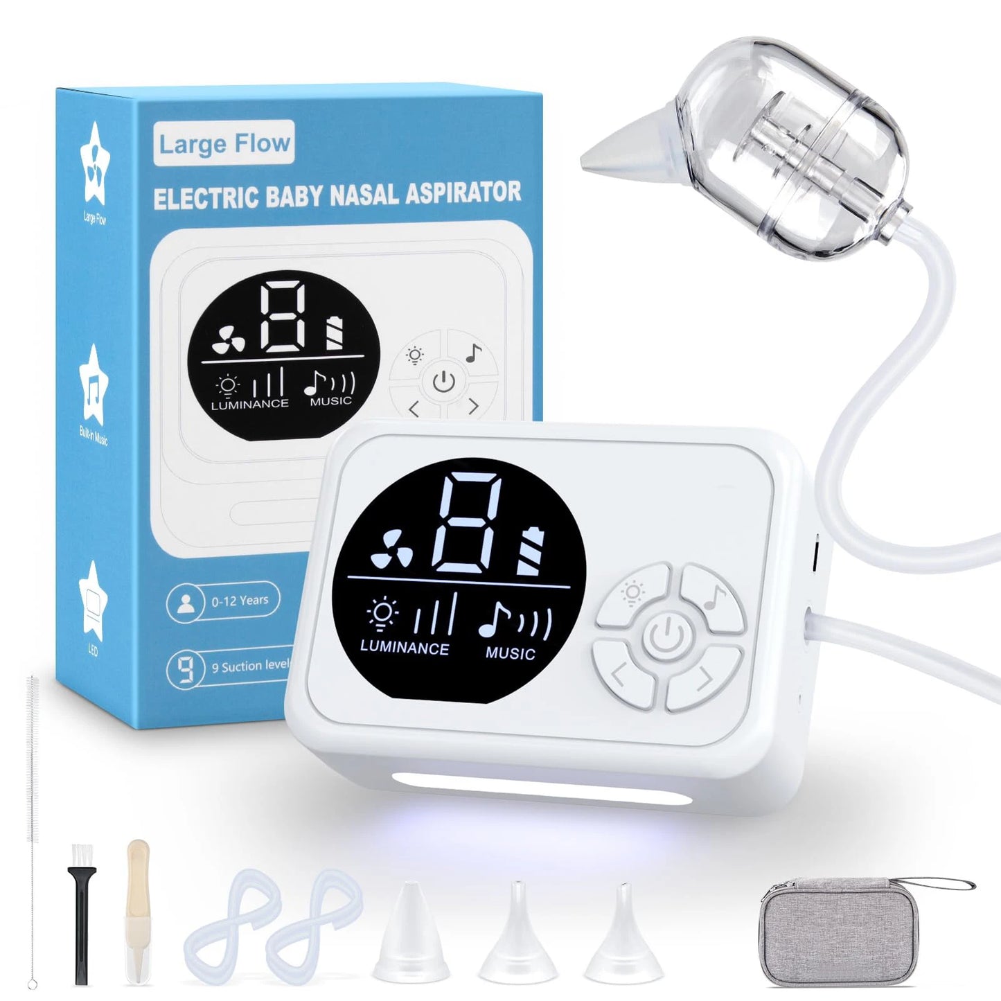 Aspirateur Nasal Électrique pour Bébé – Nettoyeur de Nez avec Musique & Veilleuse
