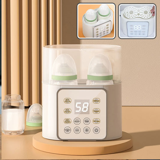 Chauffe-Biberon 2 en 1 Multifonction pour Bébé, Chauffe-Lait pour bébé, Stérilisateur de Biberons Double avec Minuterie